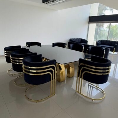 Comedor Waves Gold con 8 sillas Dafne